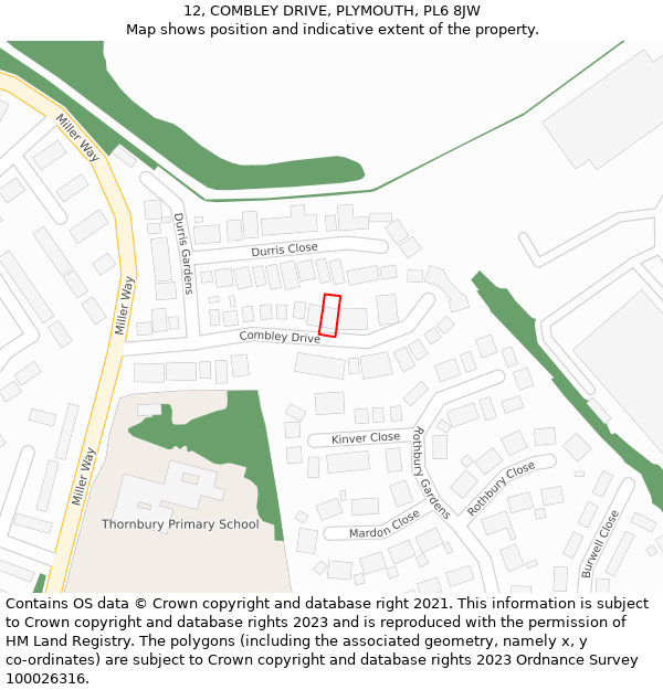 12, COMBLEY DRIVE, PLYMOUTH, PL6 8JW: Location map and indicative extent of plot