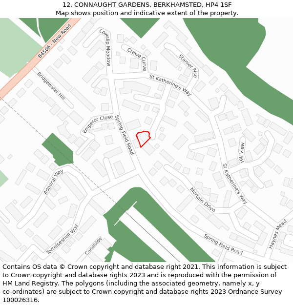 12, CONNAUGHT GARDENS, BERKHAMSTED, HP4 1SF: Location map and indicative extent of plot