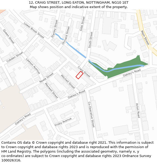 12, CRAIG STREET, LONG EATON, NOTTINGHAM, NG10 1ET: Location map and indicative extent of plot