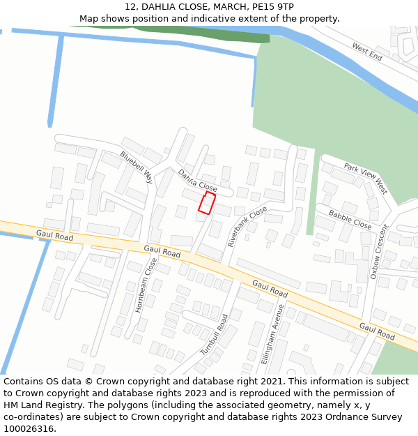 12, DAHLIA CLOSE, MARCH, PE15 9TP: Location map and indicative extent of plot