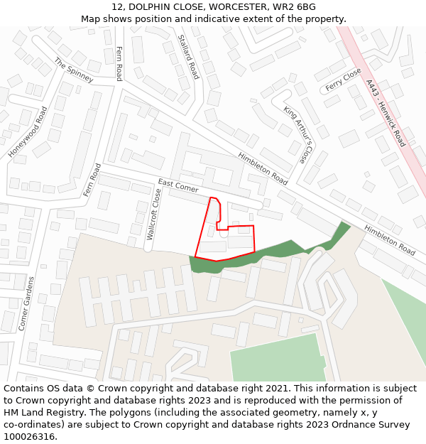 12, DOLPHIN CLOSE, WORCESTER, WR2 6BG: Location map and indicative extent of plot
