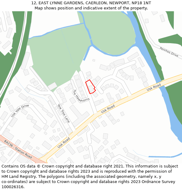 12, EAST LYNNE GARDENS, CAERLEON, NEWPORT, NP18 1NT: Location map and indicative extent of plot