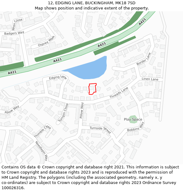 12, EDGING LANE, BUCKINGHAM, MK18 7SD: Location map and indicative extent of plot