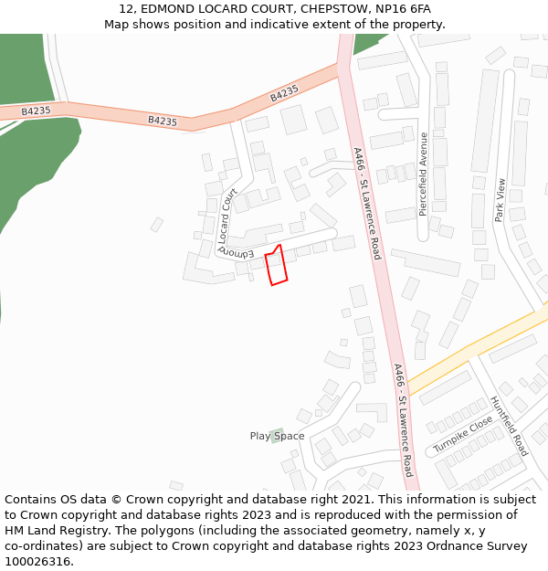 12, EDMOND LOCARD COURT, CHEPSTOW, NP16 6FA: Location map and indicative extent of plot