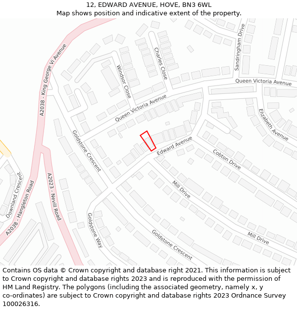 12, EDWARD AVENUE, HOVE, BN3 6WL: Location map and indicative extent of plot