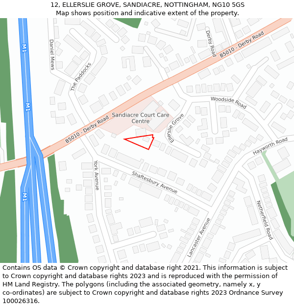 12, ELLERSLIE GROVE, SANDIACRE, NOTTINGHAM, NG10 5GS: Location map and indicative extent of plot