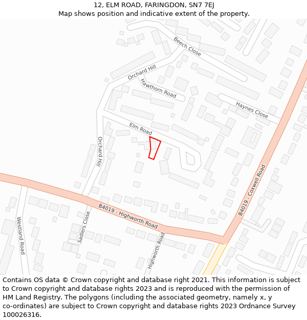 12, ELM ROAD, FARINGDON, SN7 7EJ: Location map and indicative extent of plot