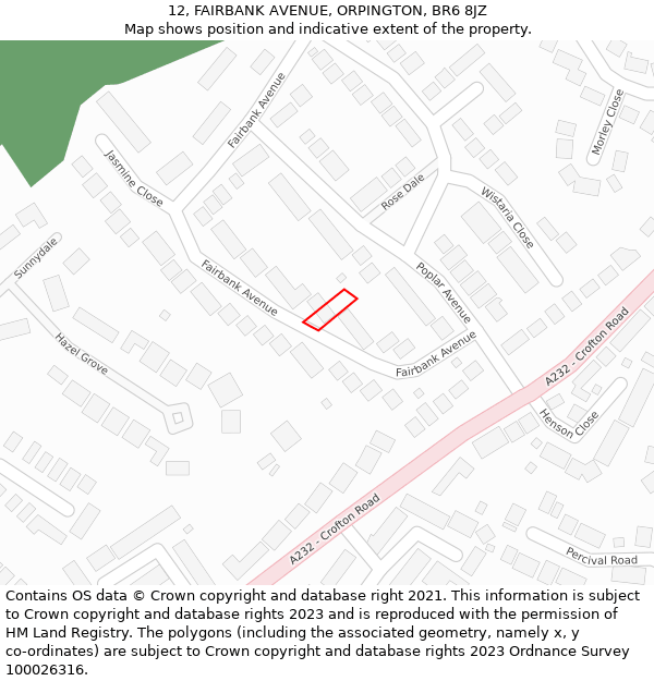 12, FAIRBANK AVENUE, ORPINGTON, BR6 8JZ: Location map and indicative extent of plot