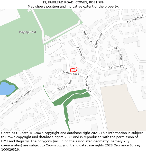 12, FAIRLEAD ROAD, COWES, PO31 7FH: Location map and indicative extent of plot