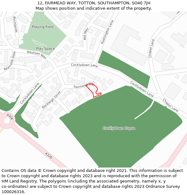 12, FAIRMEAD WAY, TOTTON, SOUTHAMPTON, SO40 7JH: Location map and indicative extent of plot