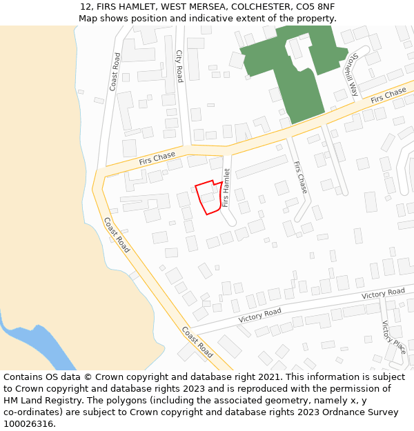 12, FIRS HAMLET, WEST MERSEA, COLCHESTER, CO5 8NF: Location map and indicative extent of plot