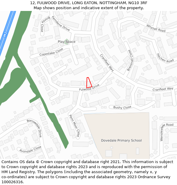 12, FULWOOD DRIVE, LONG EATON, NOTTINGHAM, NG10 3RF: Location map and indicative extent of plot