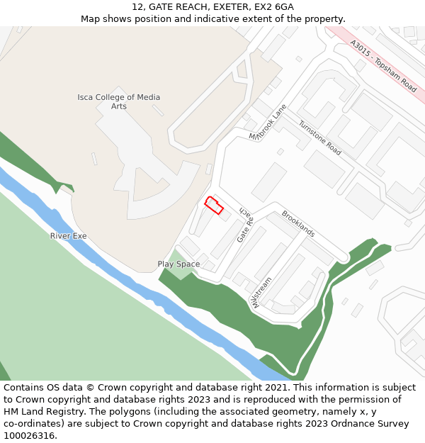 12, GATE REACH, EXETER, EX2 6GA: Location map and indicative extent of plot