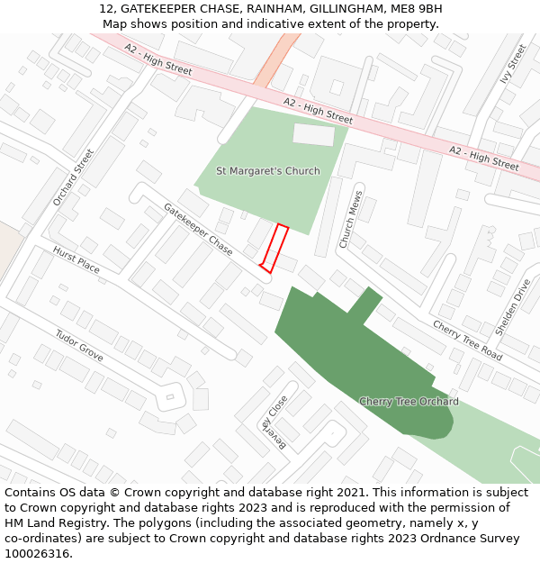 12, GATEKEEPER CHASE, RAINHAM, GILLINGHAM, ME8 9BH: Location map and indicative extent of plot