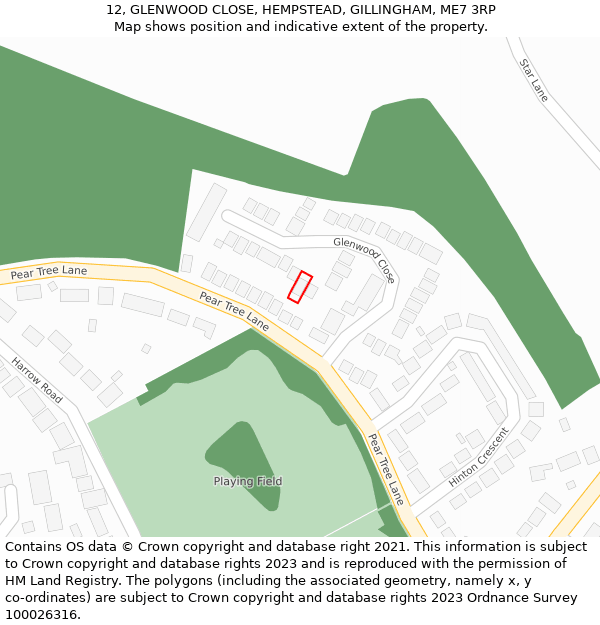 12, GLENWOOD CLOSE, HEMPSTEAD, GILLINGHAM, ME7 3RP: Location map and indicative extent of plot