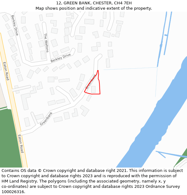 12, GREEN BANK, CHESTER, CH4 7EH: Location map and indicative extent of plot