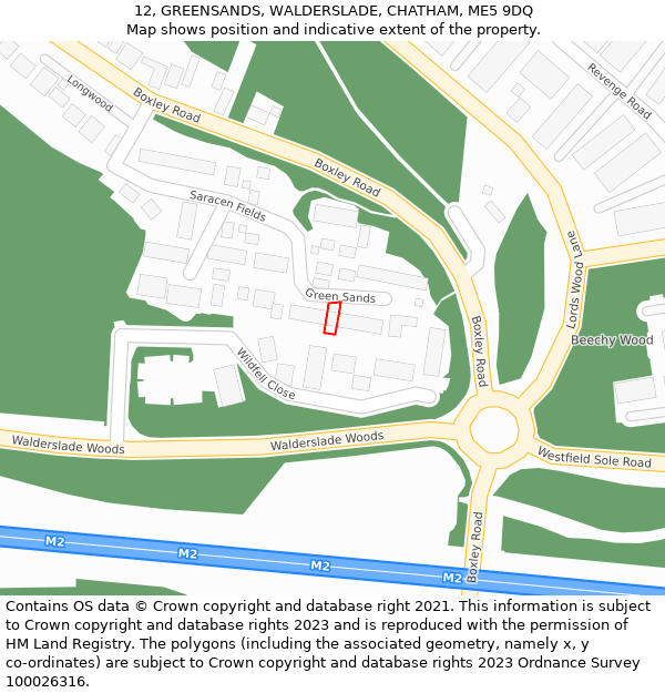 12, GREENSANDS, WALDERSLADE, CHATHAM, ME5 9DQ: Location map and indicative extent of plot