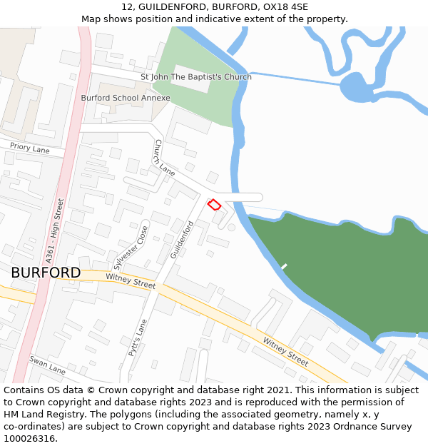 12, GUILDENFORD, BURFORD, OX18 4SE: Location map and indicative extent of plot