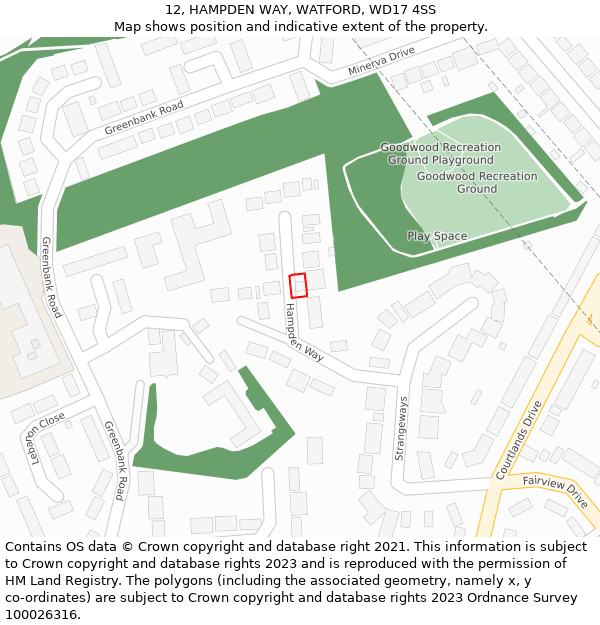 12, HAMPDEN WAY, WATFORD, WD17 4SS: Location map and indicative extent of plot
