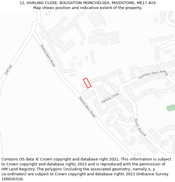 12, HARLING CLOSE, BOUGHTON MONCHELSEA, MAIDSTONE, ME17 4UX: Location map and indicative extent of plot