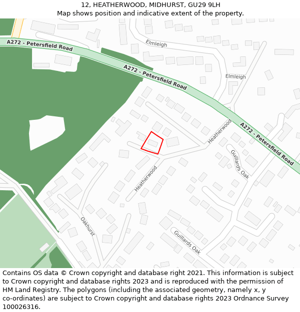 12, HEATHERWOOD, MIDHURST, GU29 9LH: Location map and indicative extent of plot