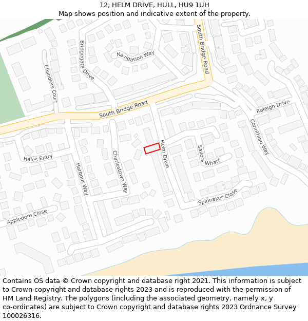 12, HELM DRIVE, HULL, HU9 1UH: Location map and indicative extent of plot