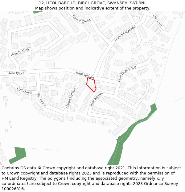 12, HEOL BARCUD, BIRCHGROVE, SWANSEA, SA7 9NL: Location map and indicative extent of plot