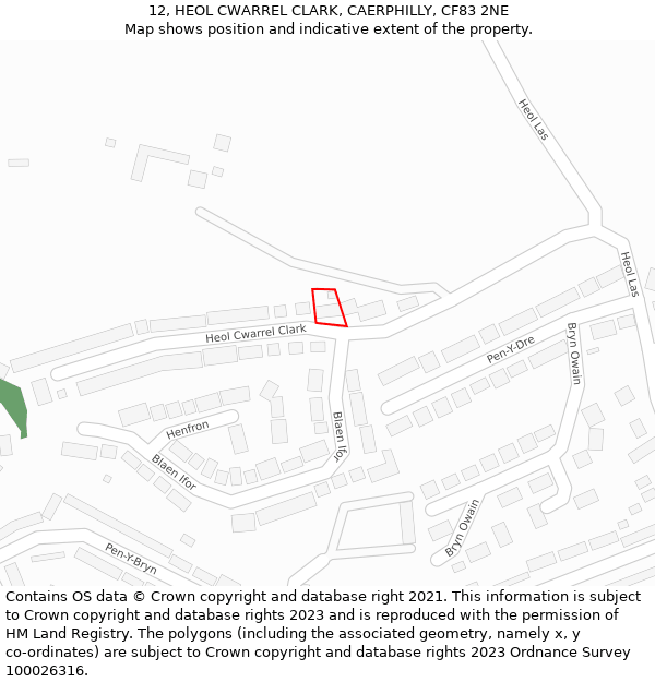 12, HEOL CWARREL CLARK, CAERPHILLY, CF83 2NE: Location map and indicative extent of plot