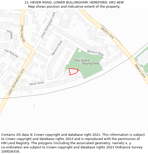 12, HEVER ROAD, LOWER BULLINGHAM, HEREFORD, HR2 6EW: Location map and indicative extent of plot