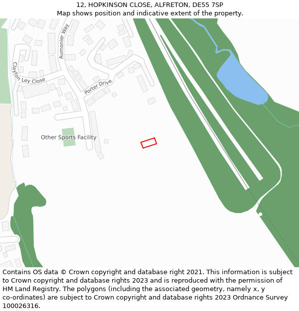 12, HOPKINSON CLOSE, ALFRETON, DE55 7SP: Location map and indicative extent of plot