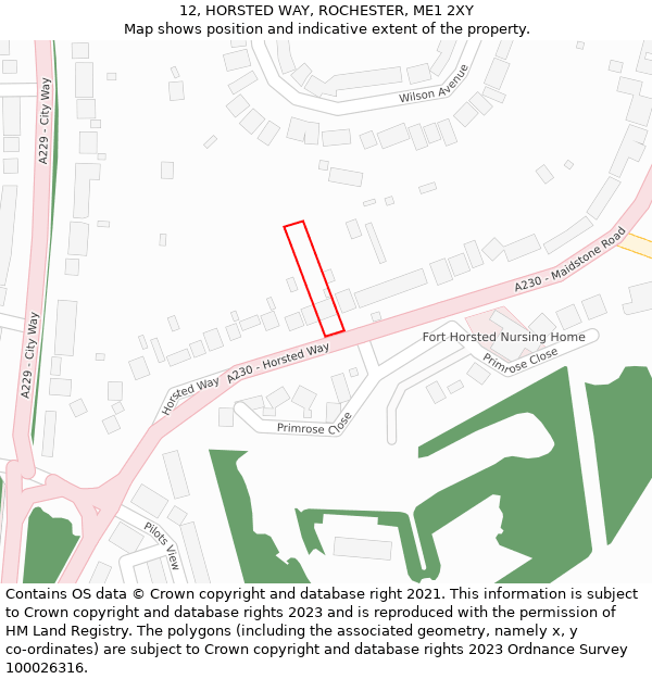 12, HORSTED WAY, ROCHESTER, ME1 2XY: Location map and indicative extent of plot