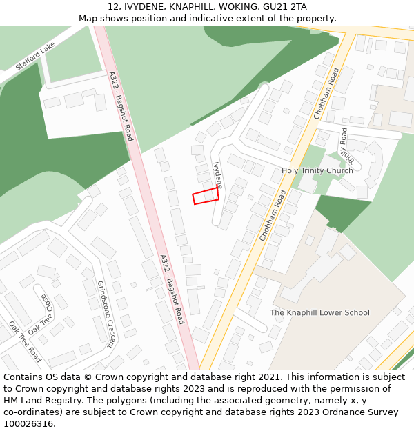 12, IVYDENE, KNAPHILL, WOKING, GU21 2TA: Location map and indicative extent of plot