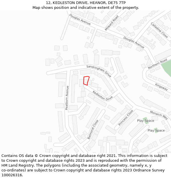 12, KEDLESTON DRIVE, HEANOR, DE75 7TP: Location map and indicative extent of plot