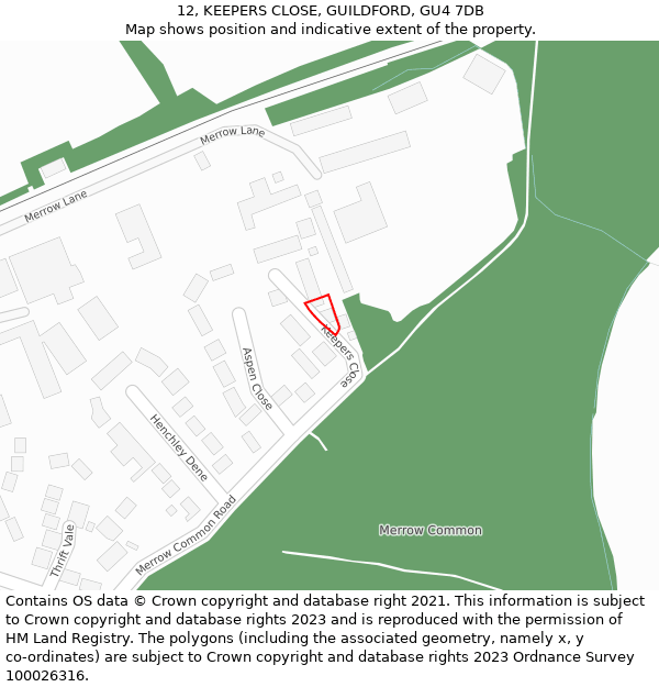 12, KEEPERS CLOSE, GUILDFORD, GU4 7DB: Location map and indicative extent of plot