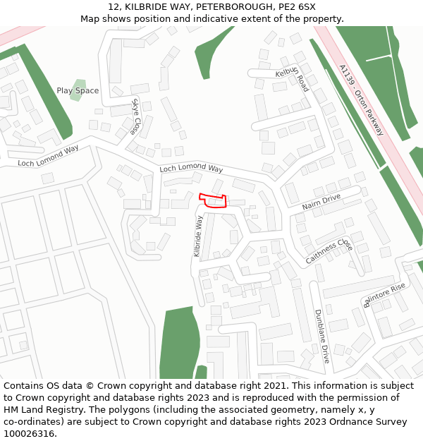 12, KILBRIDE WAY, PETERBOROUGH, PE2 6SX: Location map and indicative extent of plot