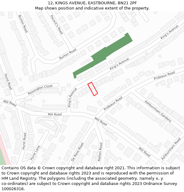 12, KINGS AVENUE, EASTBOURNE, BN21 2PF: Location map and indicative extent of plot