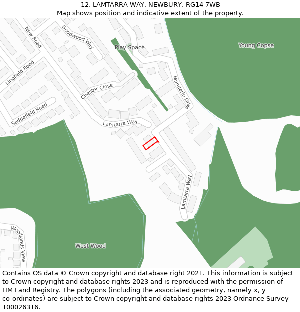 12, LAMTARRA WAY, NEWBURY, RG14 7WB: Location map and indicative extent of plot