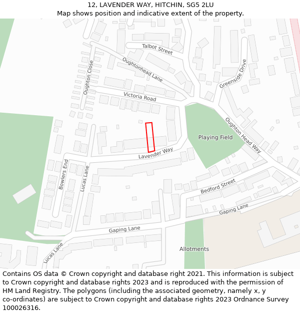 12, LAVENDER WAY, HITCHIN, SG5 2LU: Location map and indicative extent of plot