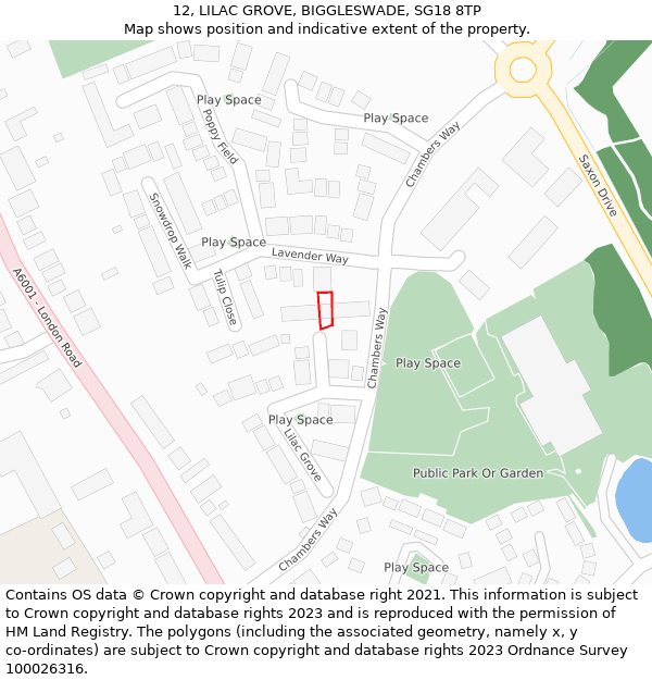 12, LILAC GROVE, BIGGLESWADE, SG18 8TP: Location map and indicative extent of plot