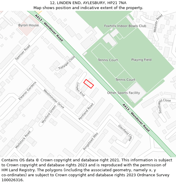 12, LINDEN END, AYLESBURY, HP21 7NA: Location map and indicative extent of plot