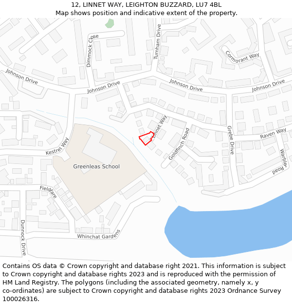 12, LINNET WAY, LEIGHTON BUZZARD, LU7 4BL: Location map and indicative extent of plot