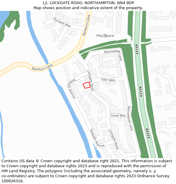 12, LOCKGATE ROAD, NORTHAMPTON, NN4 9DP: Location map and indicative extent of plot