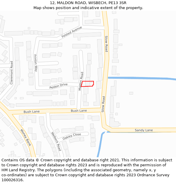 12, MALDON ROAD, WISBECH, PE13 3SR: Location map and indicative extent of plot