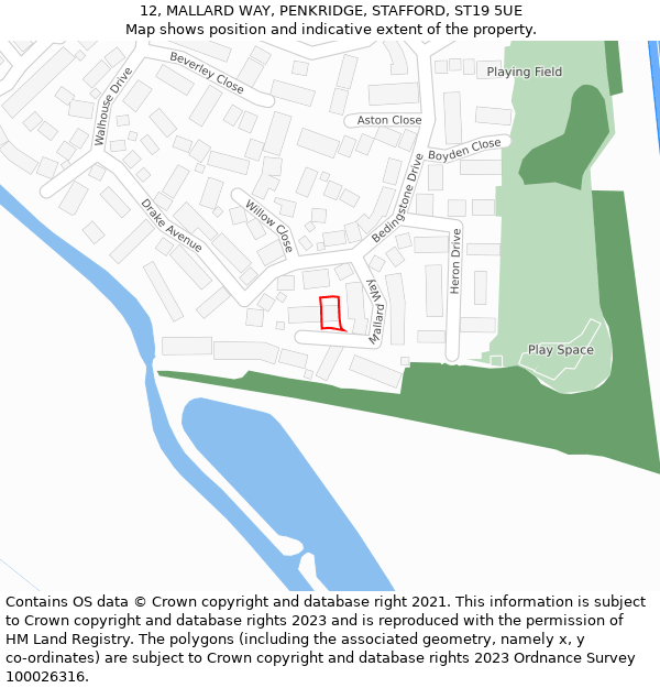12, MALLARD WAY, PENKRIDGE, STAFFORD, ST19 5UE: Location map and indicative extent of plot