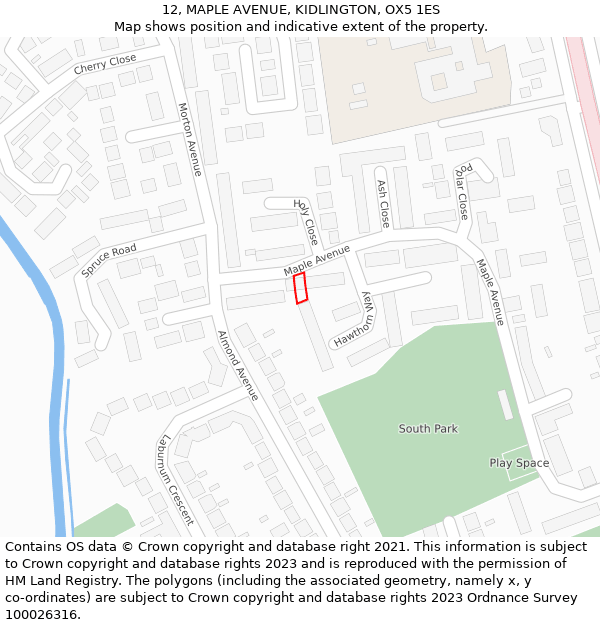 12, MAPLE AVENUE, KIDLINGTON, OX5 1ES: Location map and indicative extent of plot