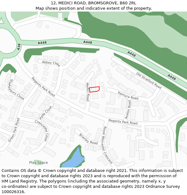 12, MEDICI ROAD, BROMSGROVE, B60 2RL: Location map and indicative extent of plot