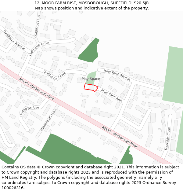 12, MOOR FARM RISE, MOSBOROUGH, SHEFFIELD, S20 5JR: Location map and indicative extent of plot