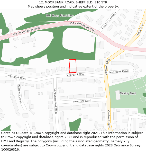 12, MOORBANK ROAD, SHEFFIELD, S10 5TR: Location map and indicative extent of plot