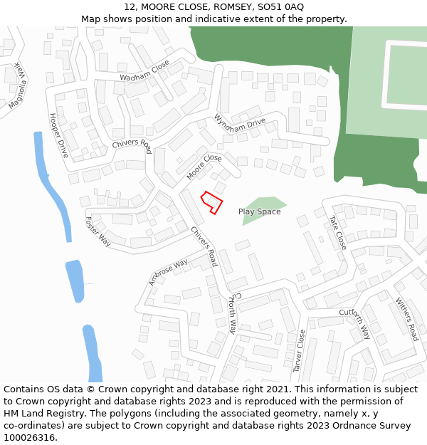 12, MOORE CLOSE, ROMSEY, SO51 0AQ: Location map and indicative extent of plot