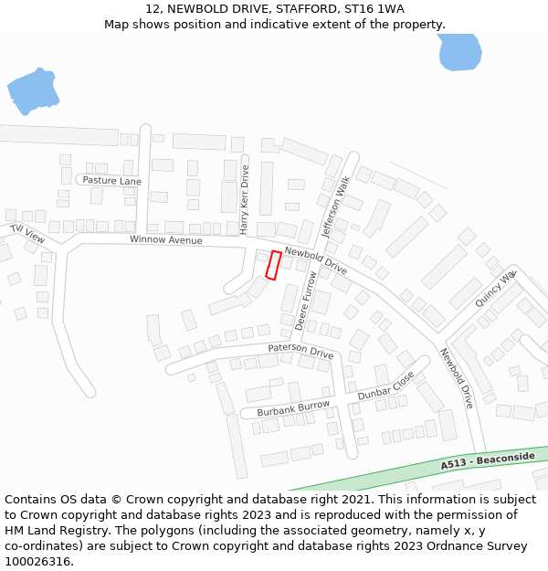 12, NEWBOLD DRIVE, STAFFORD, ST16 1WA: Location map and indicative extent of plot